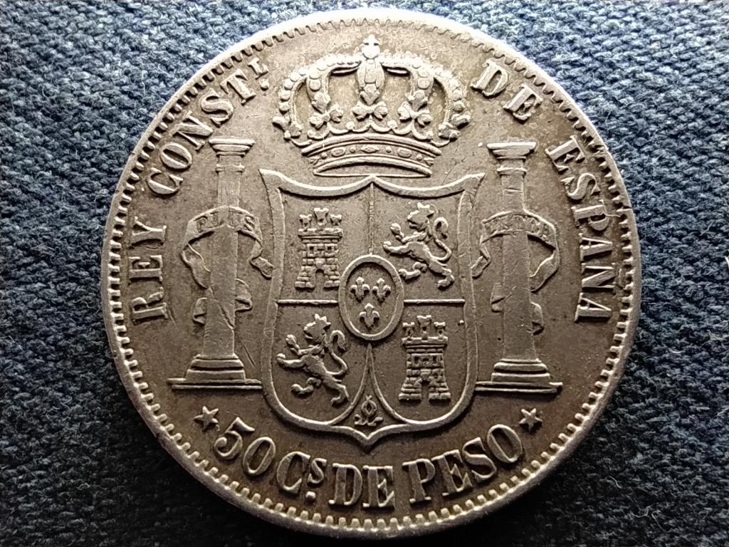 F&uuml;l&ouml;p-szigetek XII. Alfonso (1874-1885) .835 ez&uuml;st 50 centimo