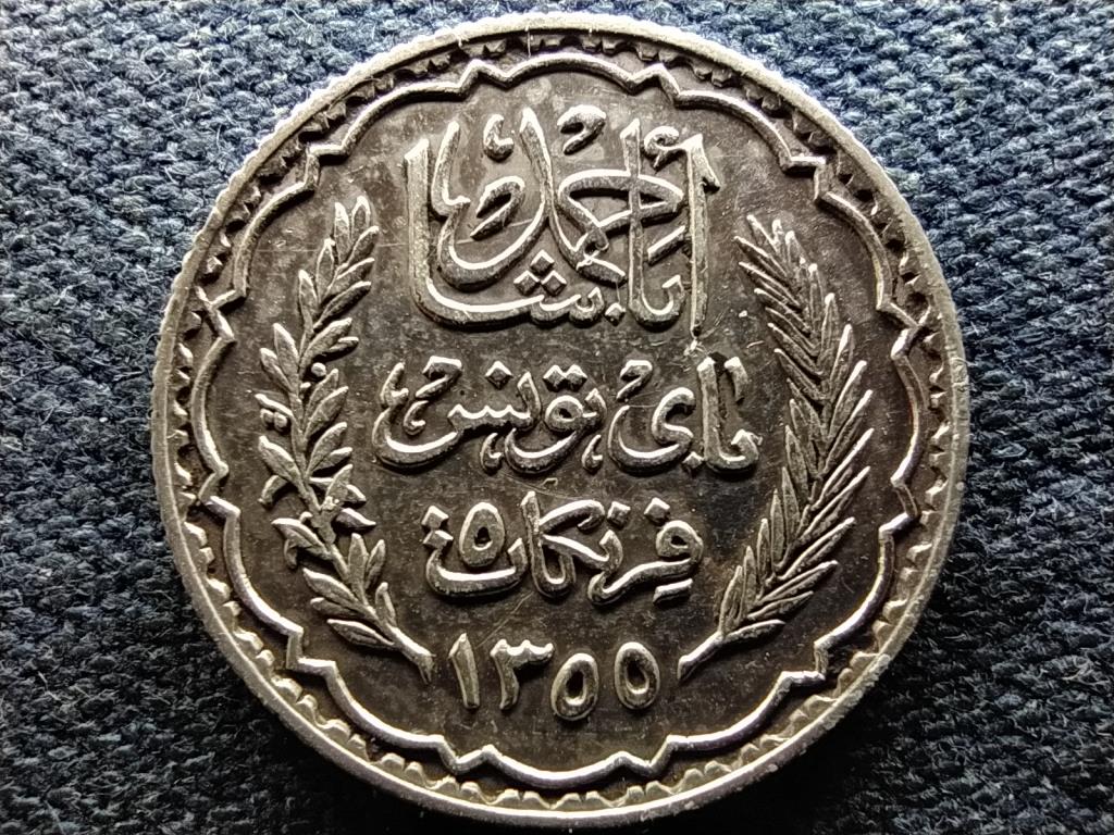Tun&eacute;zia II. Ahmad (1929-1942) .680 ez&uuml;st 5 frank
