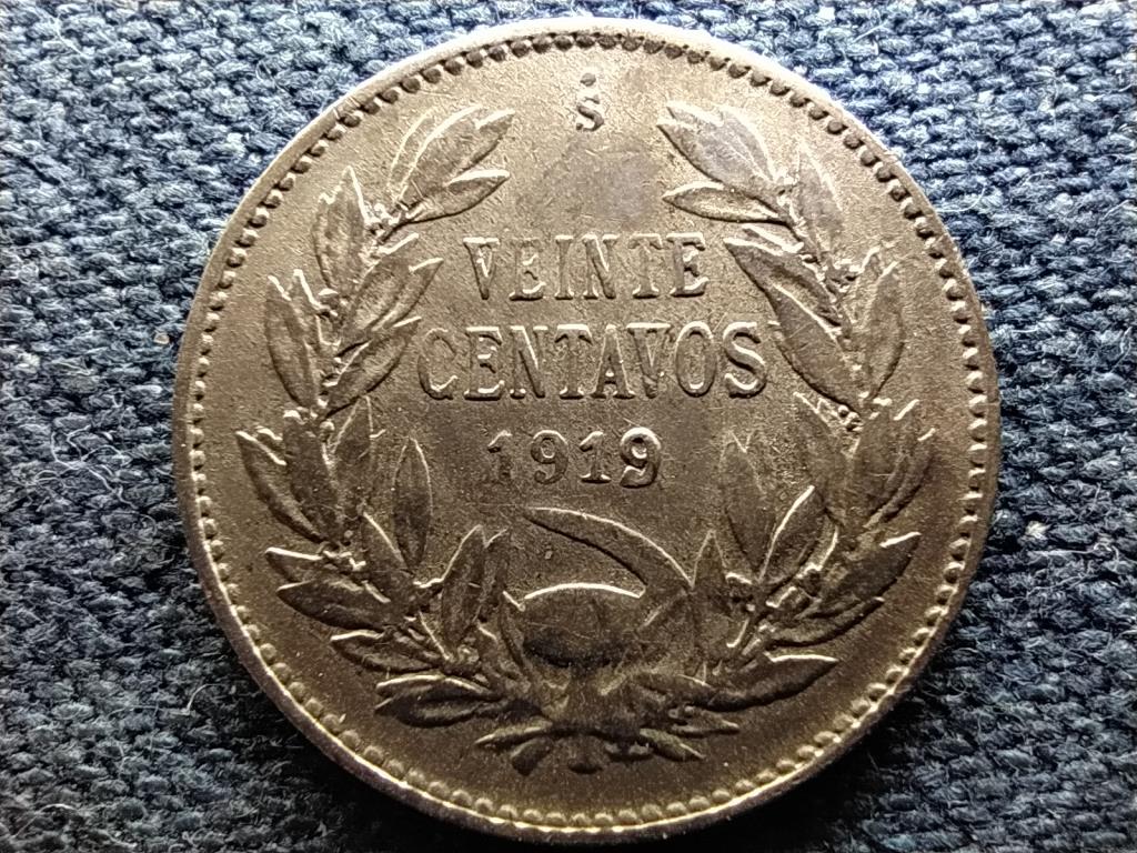 Chile K&ouml;zt&aacute;rsas&aacute;g (1818-) .400 ez&uuml;st 20 centavo