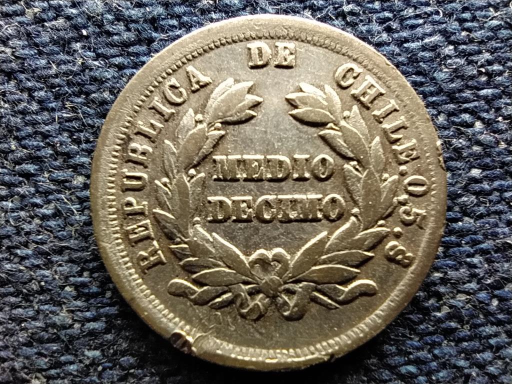 Chile K&ouml;zt&aacute;rsas&aacute;g (1818-) .500 ez&uuml;st 1/2 decimo