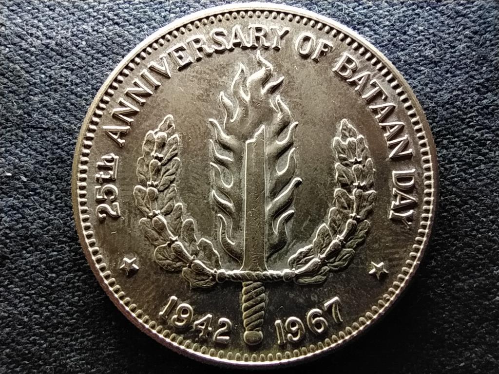 F&uuml;l&ouml;p-szigetek A Bataan-nap 25. &eacute;vfordul&oacute;ja .900 ez&uuml;st 1 Peso