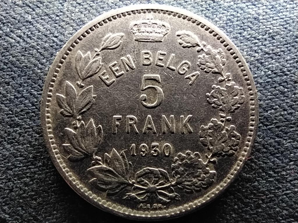 Belgium I. Albert (1909-1934) 1 Belga 5 Frank (holland sz&ouml;veg)