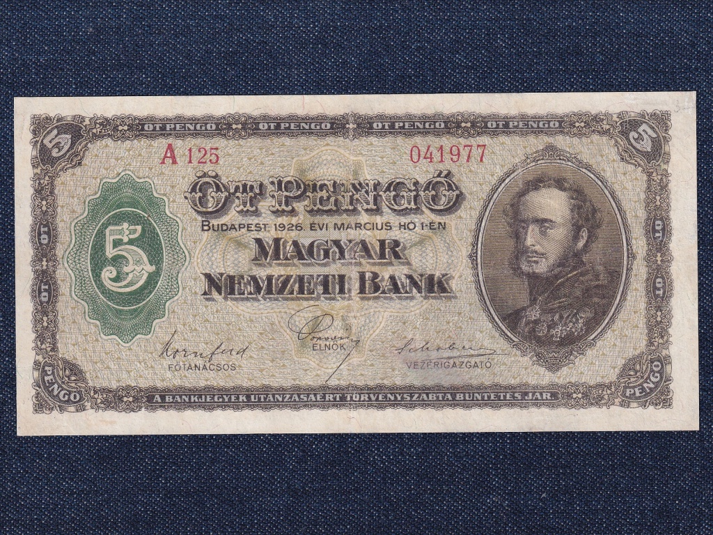 H&aacute;bor&uacute; előtti (1920-1940) 5 Pengő bankjegy