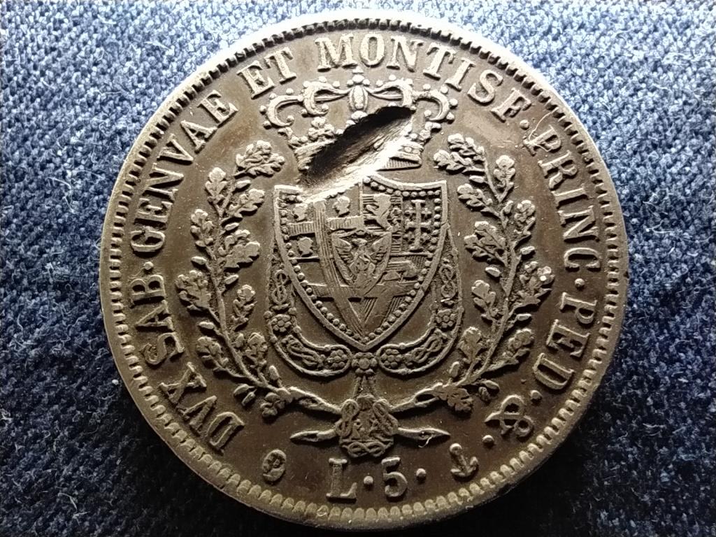 Olasz &Aacute;llamok Szard&iacute;nia K&aacute;roly F&eacute;lix (1821-1831) .900 ez&uuml;st 5 L&iacute;ra