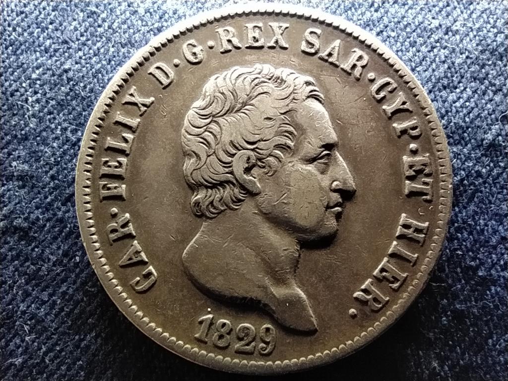 Olasz &Aacute;llamok Szard&iacute;nia K&aacute;roly F&eacute;lix (1821-1831) .900 ez&uuml;st 5 L&iacute;ra