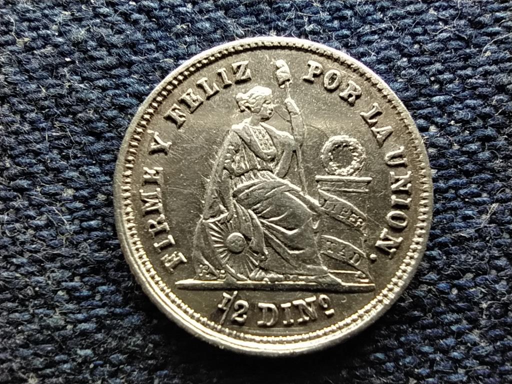 Peru K&ouml;zt&aacute;rsas&aacute;g (1822-) 1/2 Din .900 Ez&uuml;st 