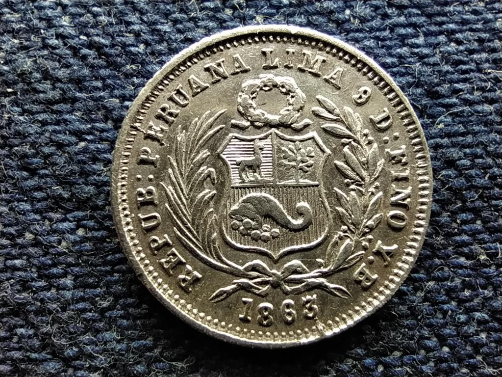 Peru K&ouml;zt&aacute;rsas&aacute;g (1822-) 1/2 Din .900 Ez&uuml;st 