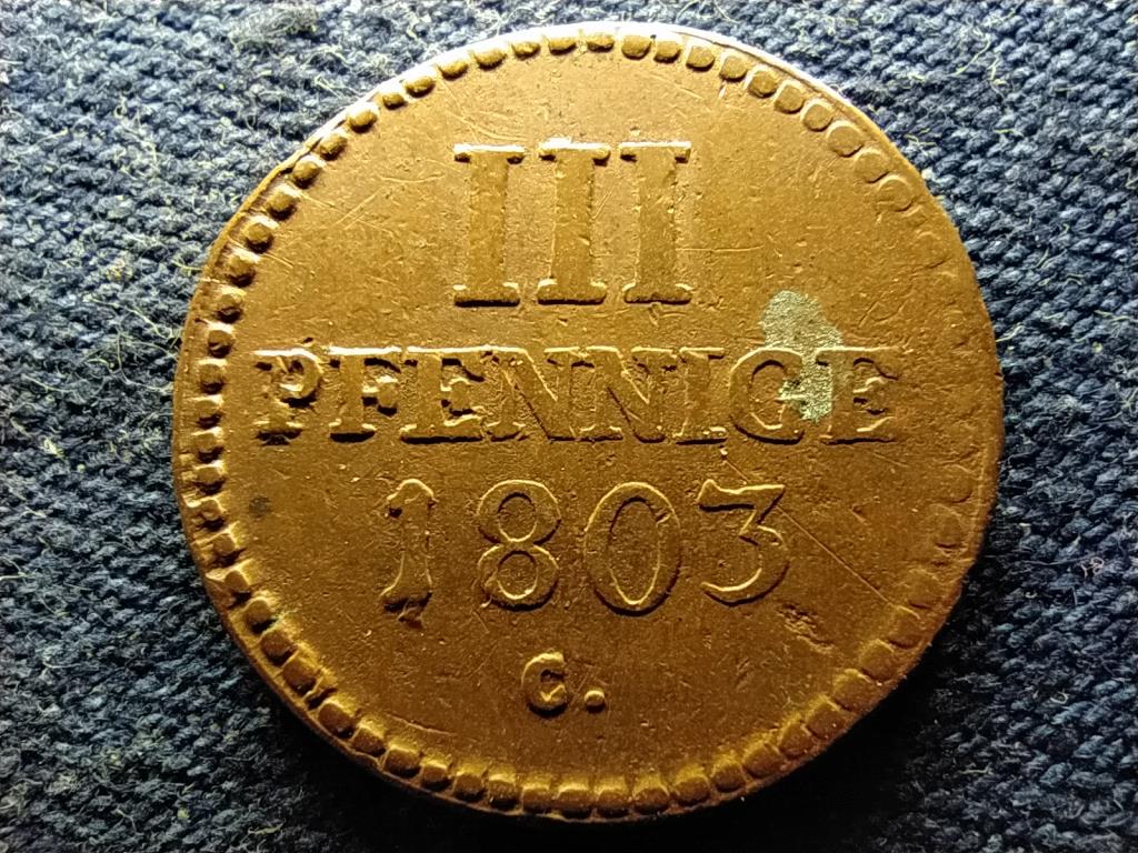 N&eacute;met &Aacute;llamok Sz&aacute;sz Kir&aacute;lys&aacute;g III. Frigyes &Aacute;gost (1763-1806) 3 Pfennig 
