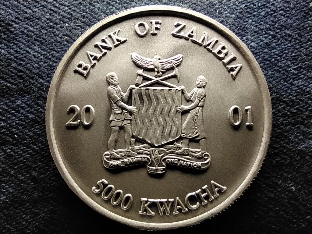Zambia Afrikai vadvil&aacute;g Elef&aacute;nt .999 Ez&uuml;st 5000 Kwacha 
