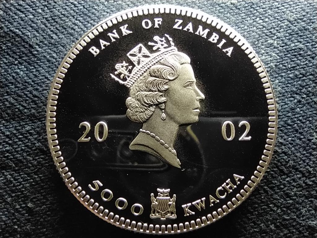 Zambia Afrikai vadvil&aacute;g Elef&aacute;nt .999 Ez&uuml;st 5000 Kwacha 
