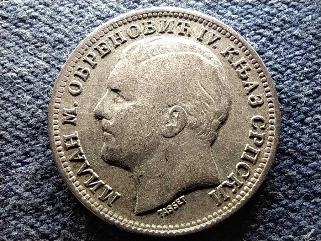Szerbia I. Mil&aacute;n (1882-1889) .835 Ez&uuml;st 1 D&iacute;n&aacute;r 