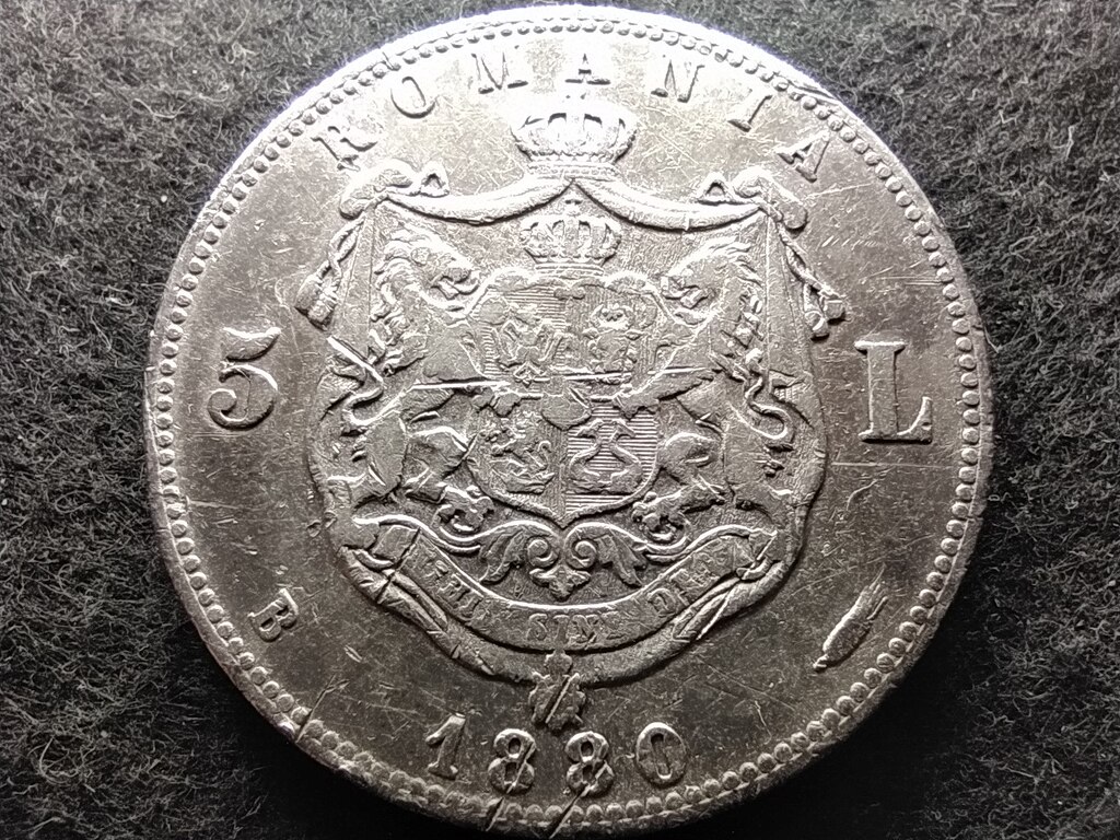 Rom&aacute;nia I. K&aacute;roly (1866-1914) .900 Ez&uuml;st 5 Lej 