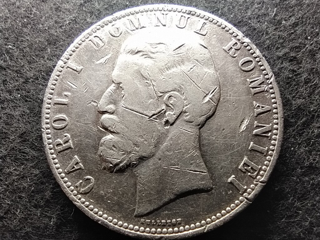Rom&aacute;nia I. K&aacute;roly (1866-1914) .900 Ez&uuml;st 5 Lej 