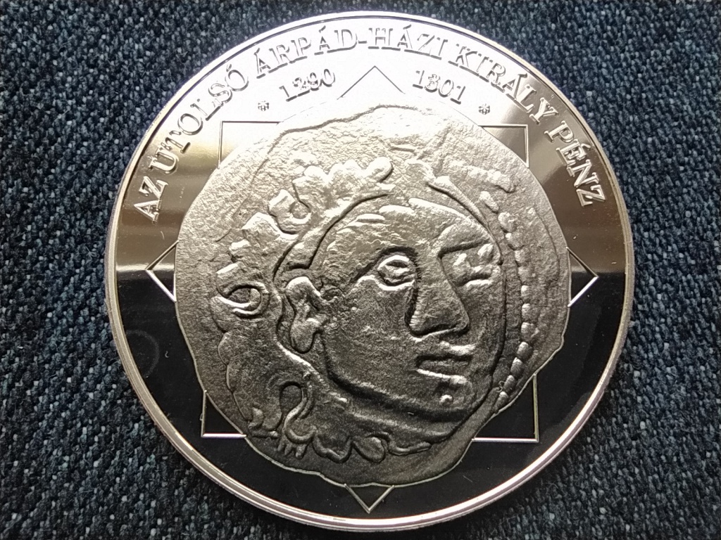 A magyar nemzet p&eacute;nz&eacute;rm&eacute;i Az utols&oacute; &Aacute;rp&aacute;d-h&aacute;zi kir&aacute;lyp&eacute;nz 1290-1301 .999 ez&uuml;st