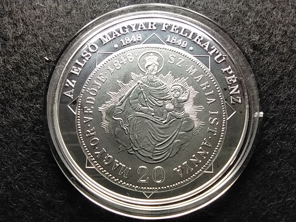 A magyar nemzet p&eacute;nz&eacute;rm&eacute;i Az első magyar felirat&uacute; p&eacute;nz 1848-1849 .999 ez&uuml;st