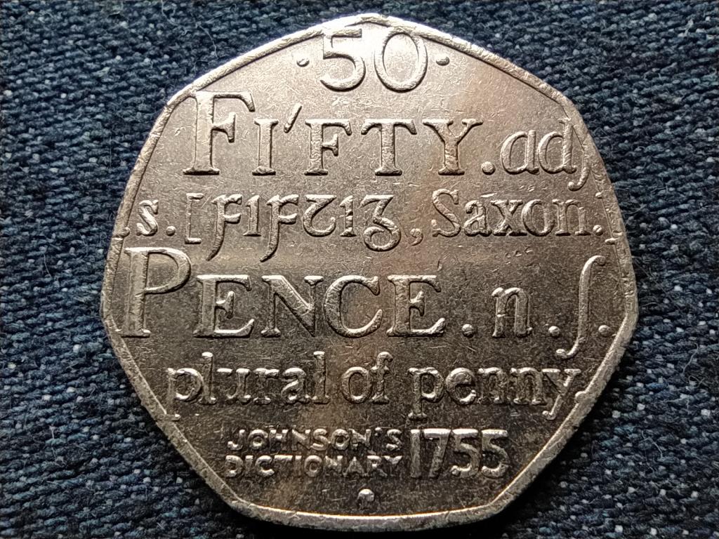 Anglia Az első angol lexikon Johnson sz&oacute;t&aacute;ra 50 Penny