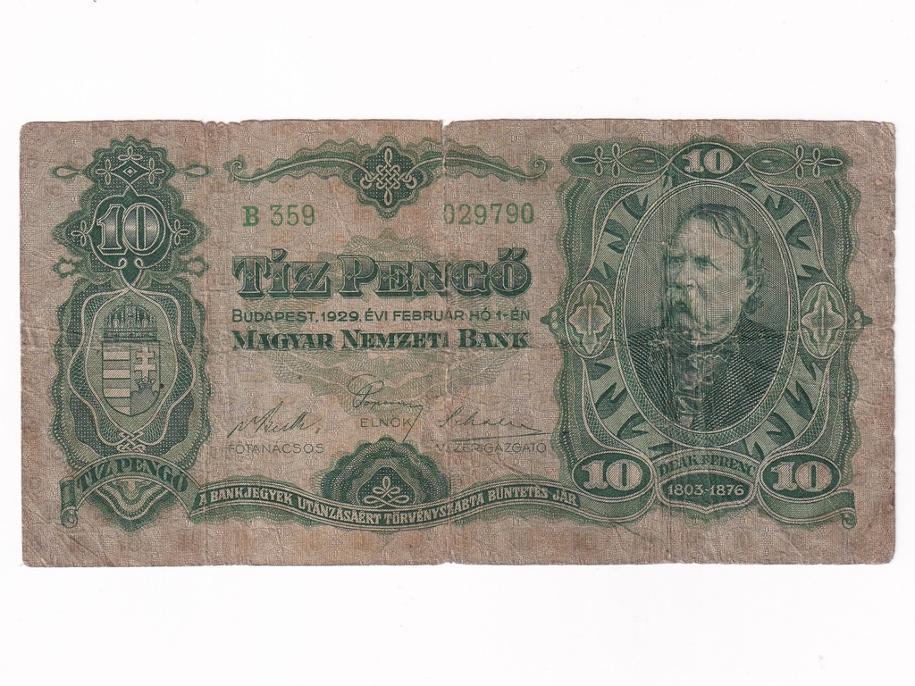 M&aacute;sodik sorozat (1927-1932) 10 Pengő bankjegy