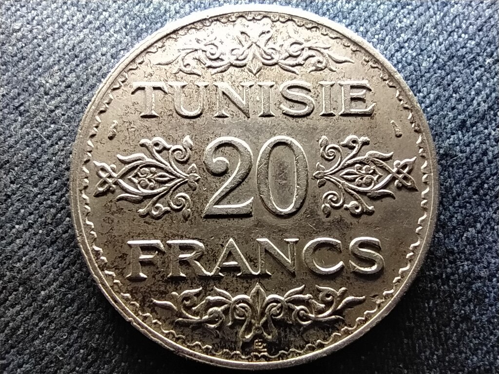 Tun&eacute;zia II. Ahmad (1929-1942) .680 Ez&uuml;st 20 Frank 
