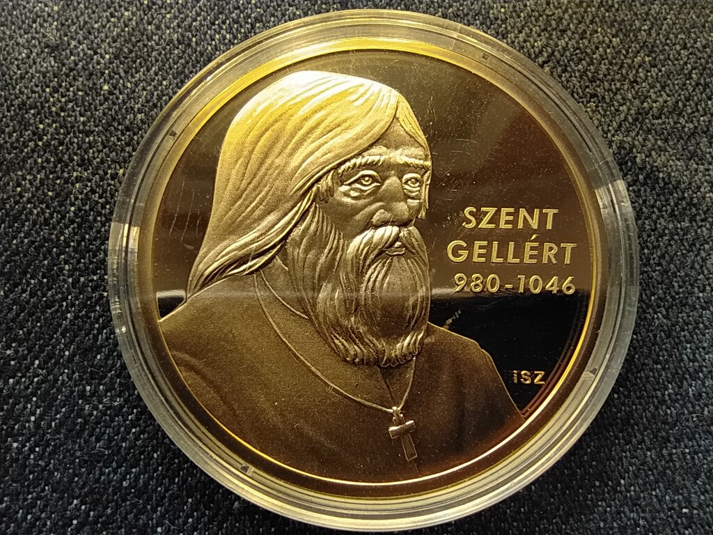 Nagy Magyarok Szent Gell&eacute;rt (980-1046) aranyozott r&eacute;z &eacute;rem