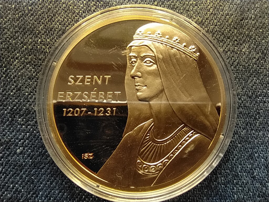 Nagy Magyarok Szent Erzs&eacute;bet (1207-1231) aranyozott r&eacute;z &eacute;rem