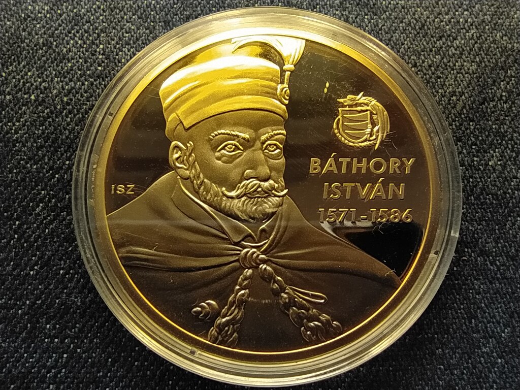 Nagy Magyarok B&aacute;thory Istv&aacute;n (1571-1586) aranyozott r&eacute;z &eacute;rem