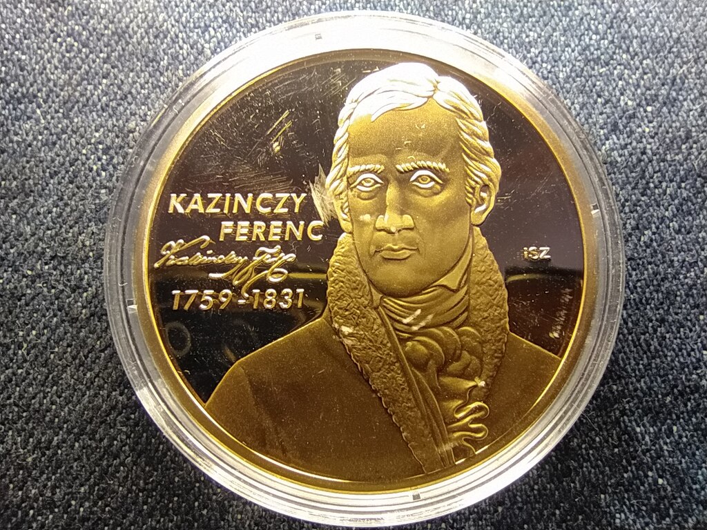 Nagy Magyarok Kazinczy Ferenc (1759-1831) aranyozott r&eacute;z &eacute;rem