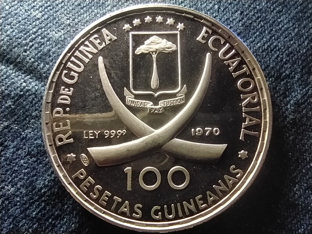 Egyenl&iacute;tői-Guinea Goya .999 Ez&uuml;st 100 peseta 