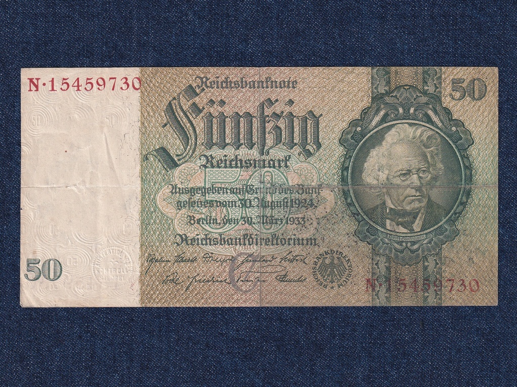N&eacute;metorsz&aacute;g Weimari K&ouml;zt&aacute;rsas&aacute;g (1919-1933) 50 birodalmi m&aacute;rka bankjegy