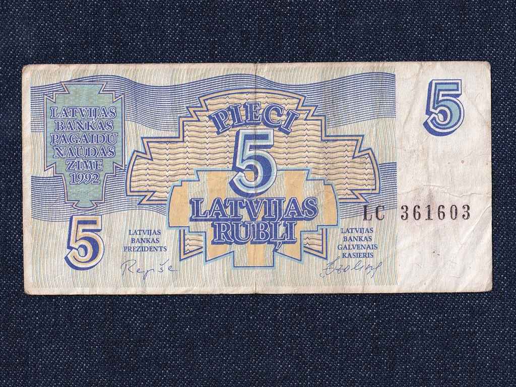 Lettorsz&aacute;g 5 rubli bankjegy