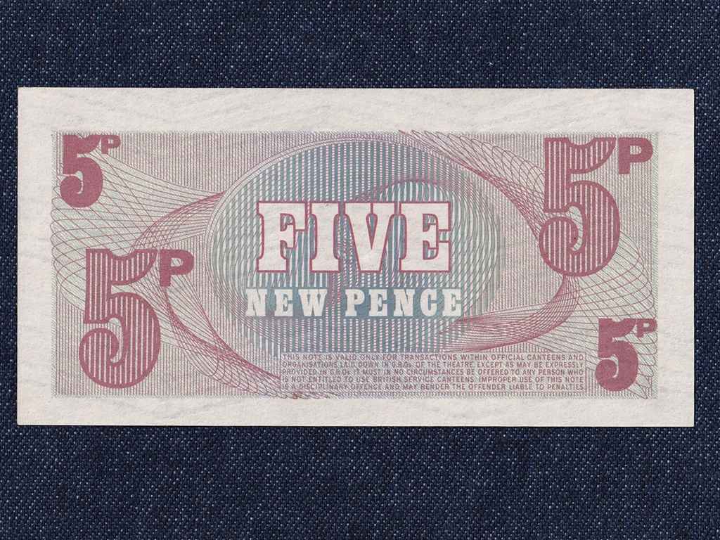 Anglia A brit fegyveres erők bankjegyei 5 New Pence bankjegy