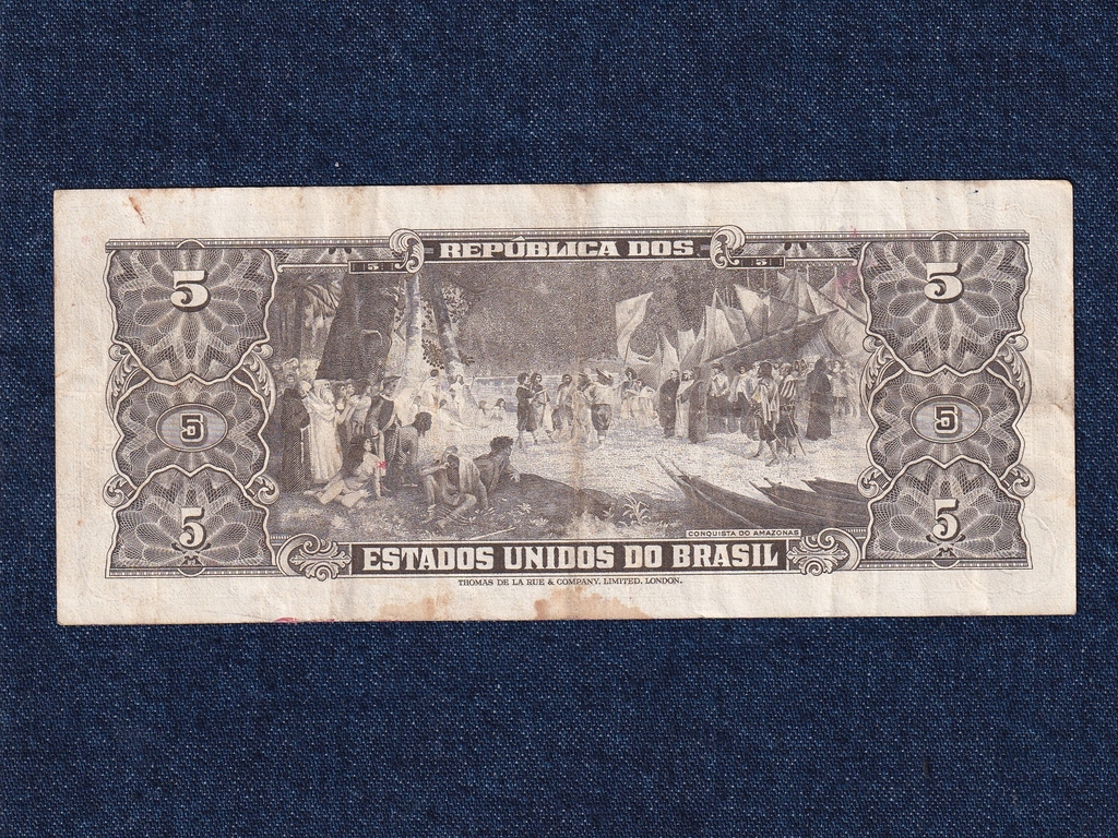 Braz&iacute;liai Egyes&uuml;lt &Aacute;llamok K&ouml;zt&aacute;rsas&aacute;g (1889-1967) 5 Cruzeiro bankjegy