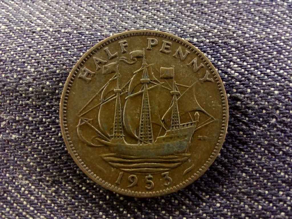 Anglia II. Erzs&eacute;bet bronz 1/2 Penny