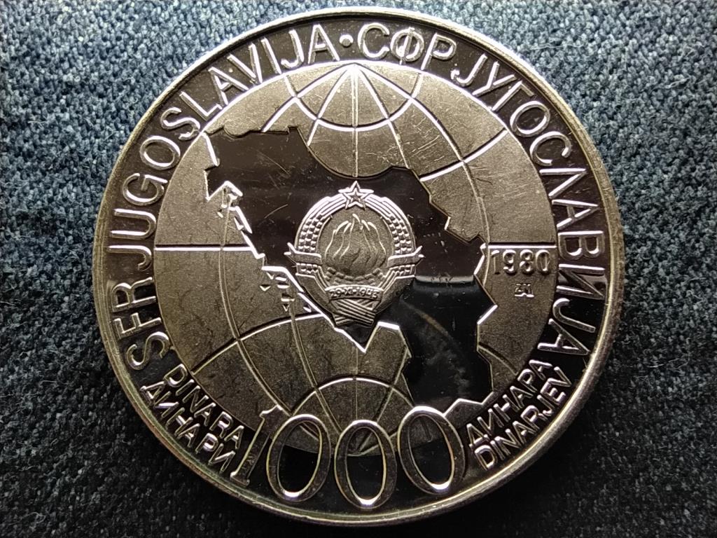 Jugoszl&aacute;via Joseph Tito hal&aacute;la .750 ez&uuml;st 1000 D&iacute;n&aacute;r