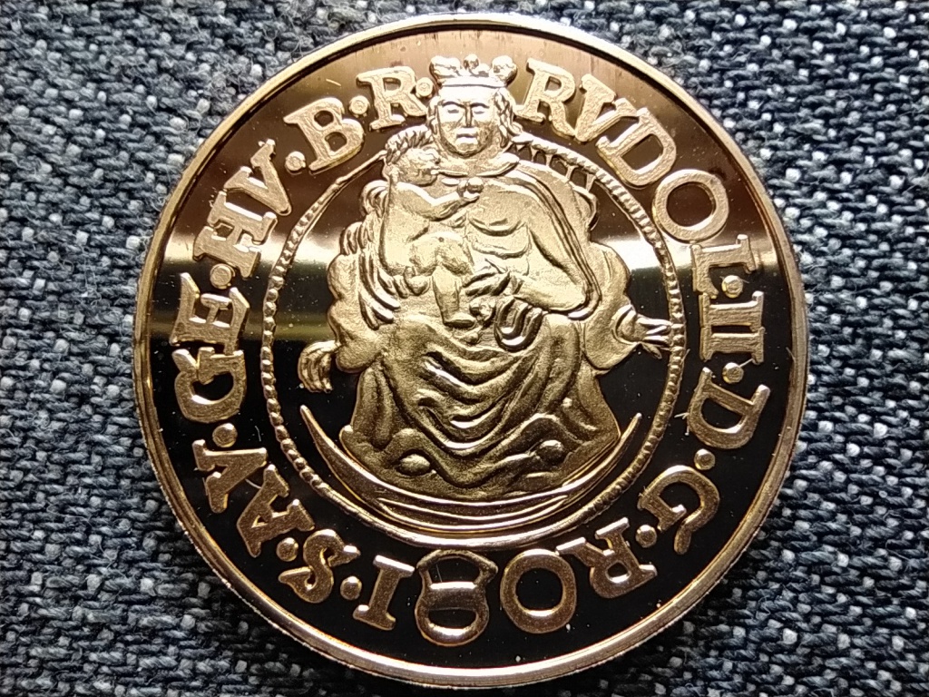 Magyar aranyp&eacute;nzek ut&aacute;nveretben I. Rudolf aranyforint 1583 .999 ez&uuml;st aranyozva
