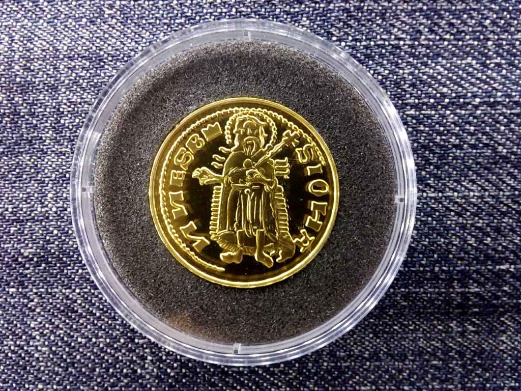 Magyar aranyp&eacute;nzek ut&aacute;nveretben I. Nagy Lajos aranyforint .999 ez&uuml;st