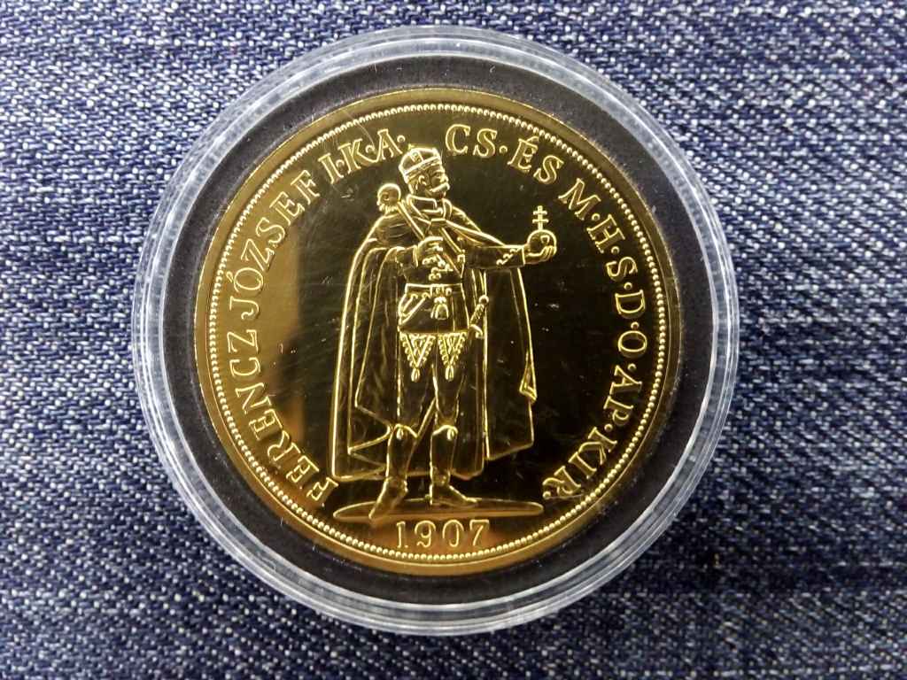 Osztr&aacute;k-Magyar Monarchia p&eacute;nzei ut&aacute;nveretben Ferenc J&oacute;zsef koron&aacute;z&aacute;si 100 korona, 1907