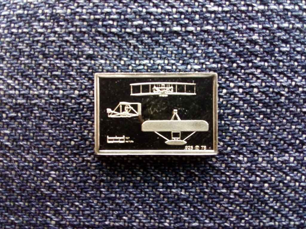 USA Franklin Rep&uuml;lős Mini-Ingot Wright Flyer 1 .925 ez&uuml;st