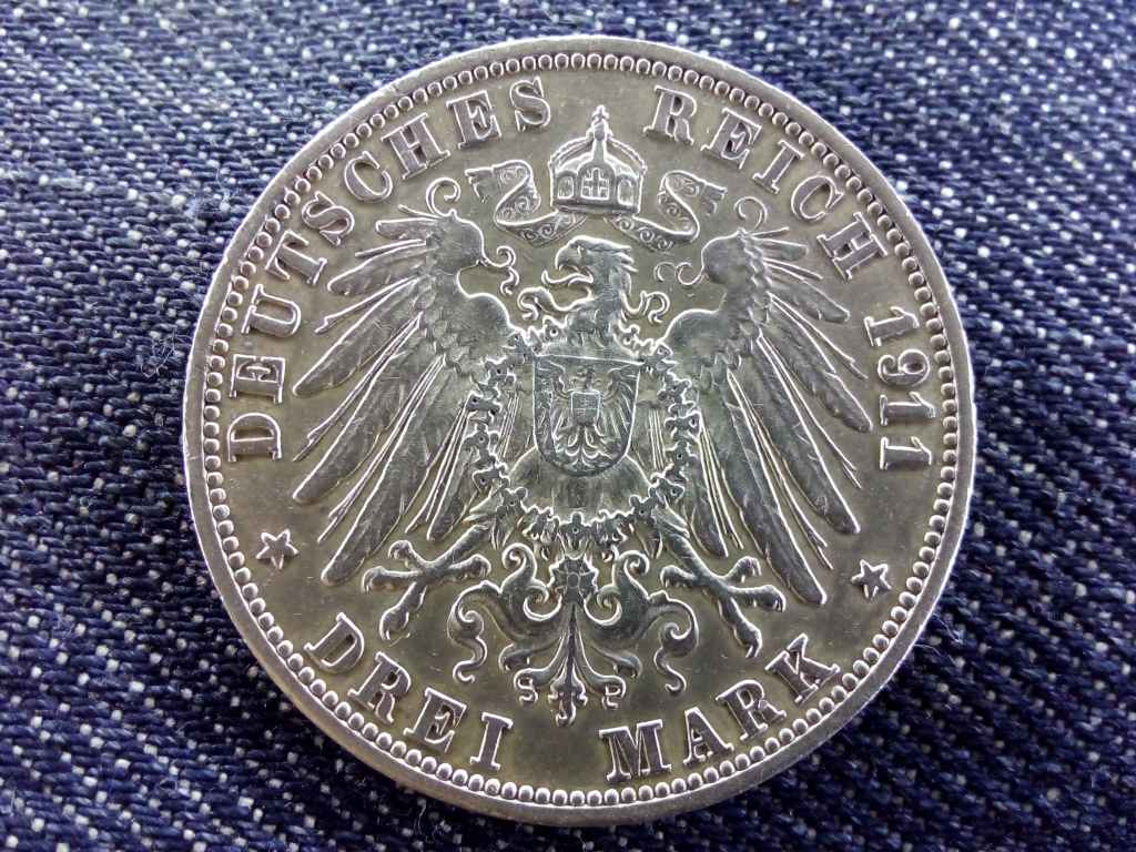 N&eacute;metorsz&aacute;g M&aacute;sodik Birodalom II. Vilmos (1888-1918) .900 ez&uuml;st 3 M&aacute;rka