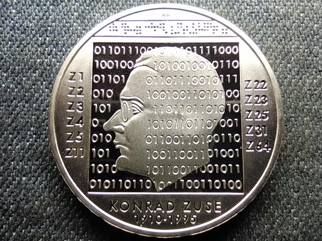 N&eacute;metorsz&aacute;g 100 &eacute;ve sz&uuml;letett Konrad Zuse .925 ez&uuml;st 10 Euro