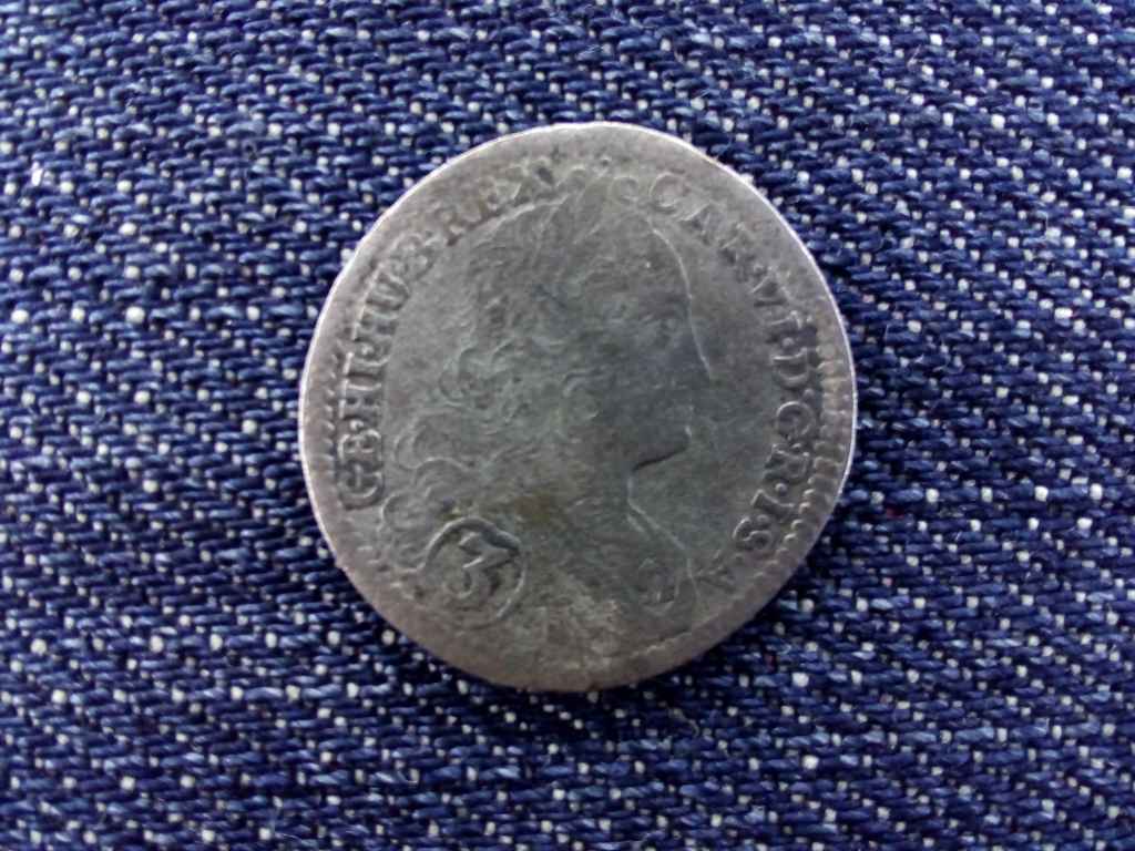 N&eacute;met-R&oacute;mai Birodalom Breslau Karl VI. cs&aacute;sz&aacute;r (1711-1740) ez&uuml;st 3 krajc&aacute;r