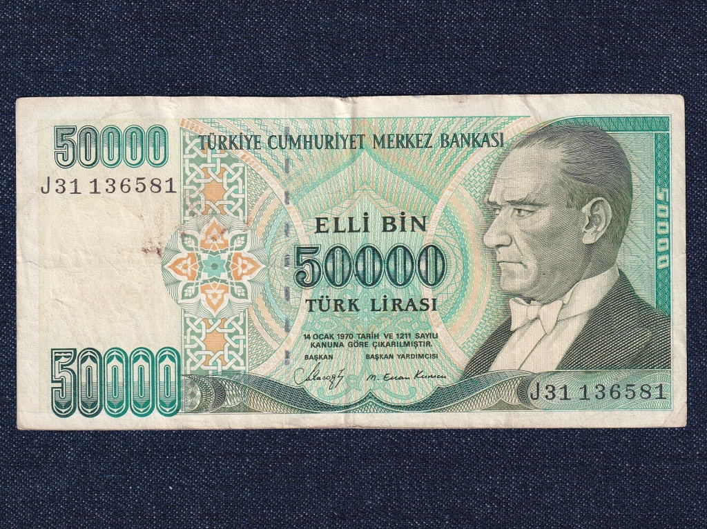 T&ouml;r&ouml;korsz&aacute;g 50000 L&iacute;ra bankjegy