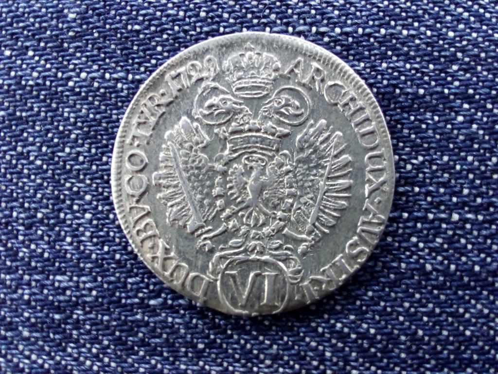 N&eacute;met-R&oacute;mai Birodalom Karl VI. cs&aacute;sz&aacute;r (1711-1740) ez&uuml;st 6 krajc&aacute;r