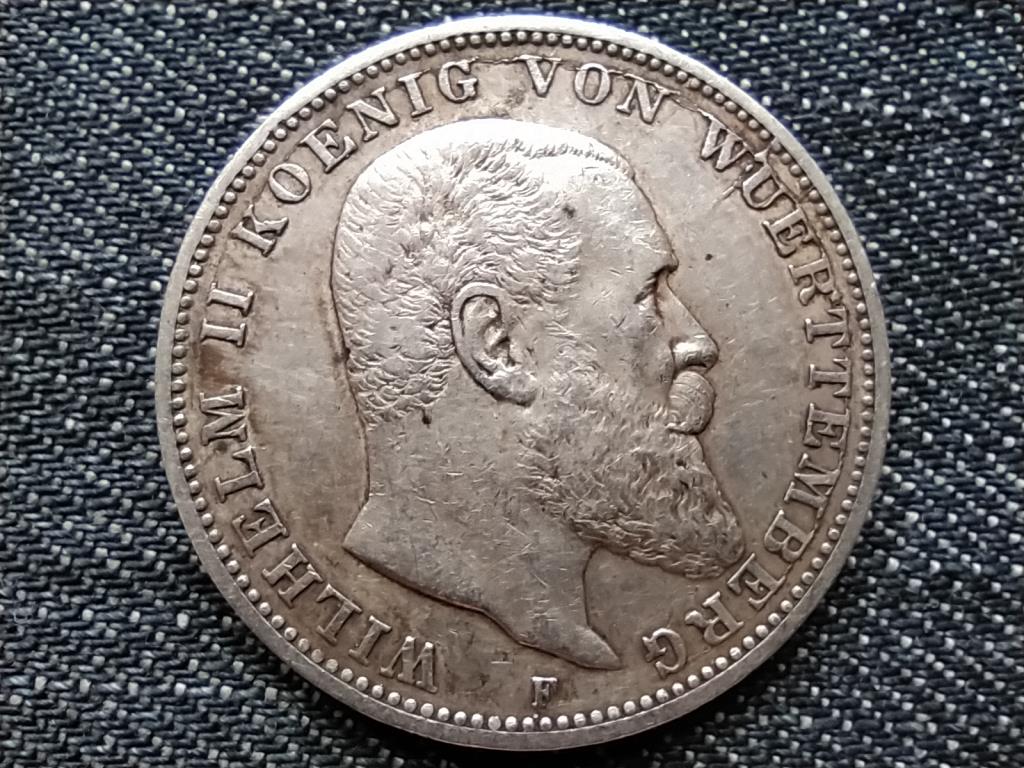 N&eacute;metorsz&aacute;g W&uuml;rttembergi kir&aacute;lys&aacute;g II. Vilmos .900 ez&uuml;st 3 M&aacute;rka