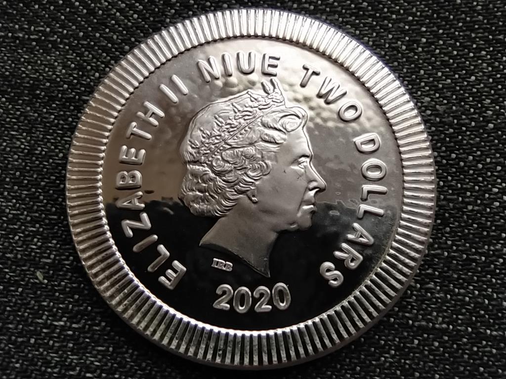 Niue II. Erzs&eacute;bet Athena bagoly 1 uncia .999 ez&uuml;st 2 doll&aacute;r