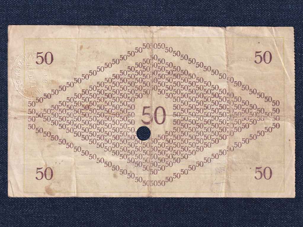 Magyarorsz&aacute;g Csekk 50 Koron&aacute;r&oacute;l 1919 P&aacute;pa sz&uuml;ks&eacute;gp&eacute;nz E sorozat