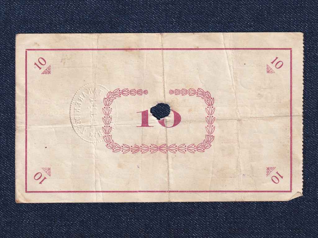 Magyarorsz&aacute;g Csekk 10 Koron&aacute;r&oacute;l 1919 P&aacute;pa sz&uuml;ks&eacute;gp&eacute;nz C sorozat