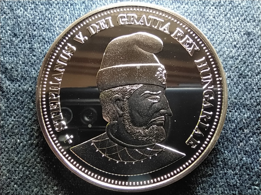 Kir&aacute;lyi Koron&aacute;k Ut&aacute;nveretben V. Istv&aacute;n 5 korona .999 ez&uuml;st