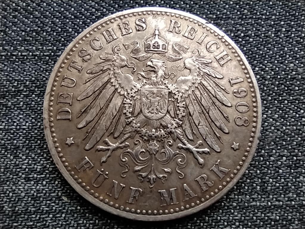 N&eacute;met &Aacute;llamok Bajororsz&aacute;g Ott&oacute;, bajor kir&aacute;ly (1886-1913) .900 ez&uuml;st 5 m&aacute;rka