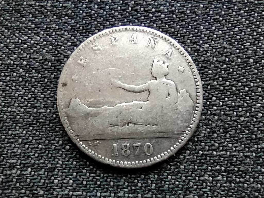Spanyolorsz&aacute;g Ideiglenes Korm&aacute;ny (1868-1871) .835 ez&uuml;st 1 Peseta