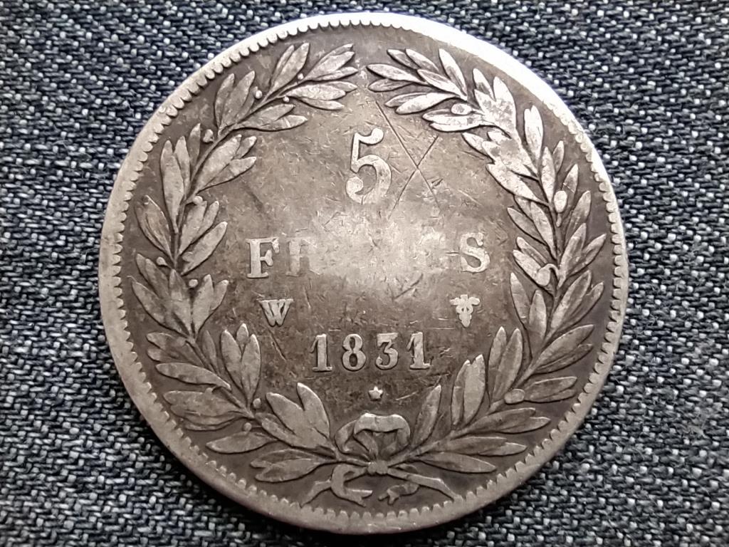 Franciaorsz&aacute;g I. Lajos F&uuml;l&ouml;p (1830-1848) .900 ez&uuml;st 5 frank